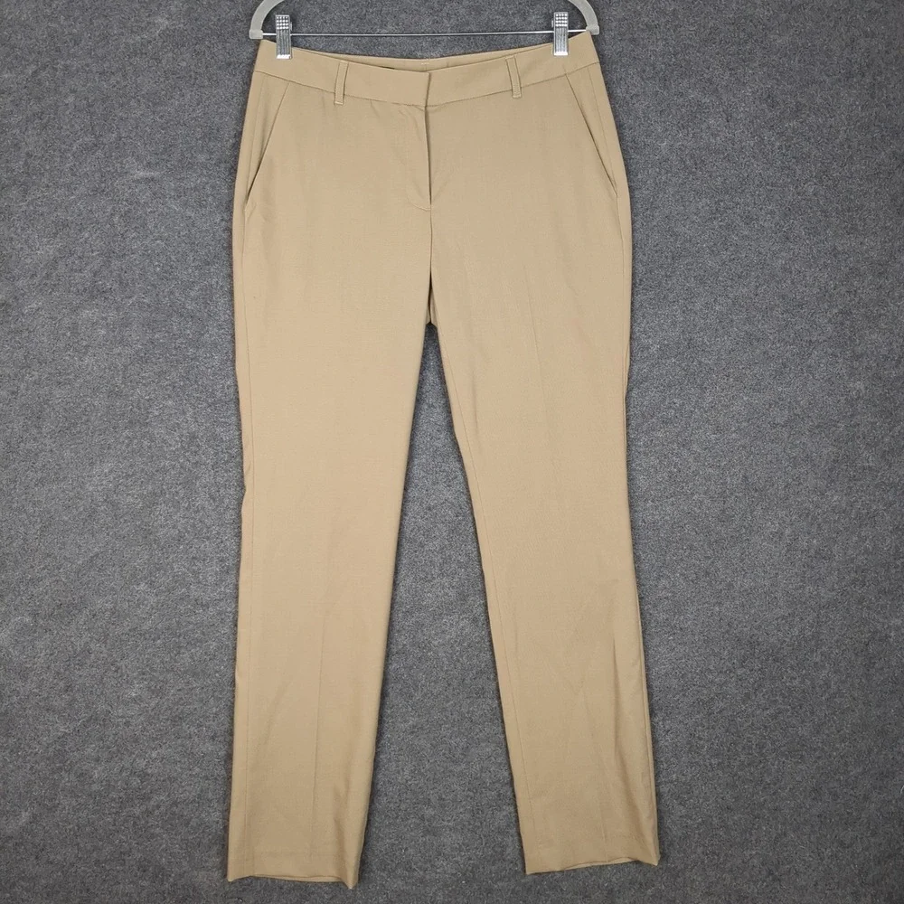 Brooks Brothers Lucia Fit Pants Womens 6 Tan Wool Stretch Straight Leg Italy Fab
